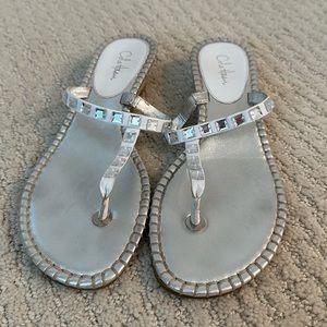 Silver Metallic Sequen Cole Hann Sandals